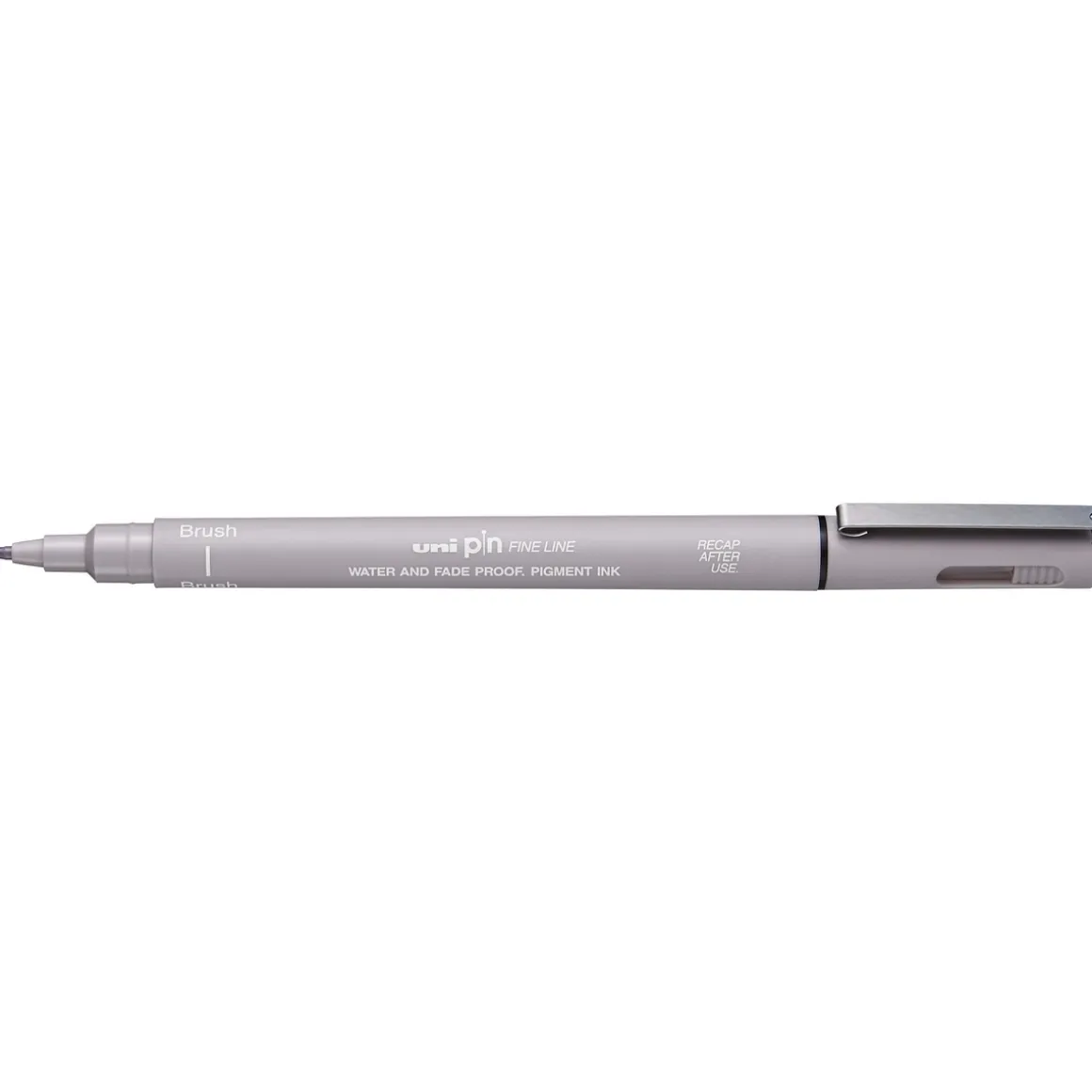 Uni Pin Fine Line Brush Light Grey – med penselspids