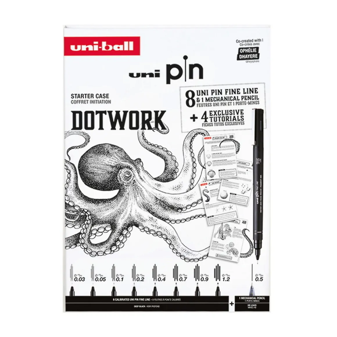 Uni Pin Fineliner Dotwork Starter Set – 8 fineliners og stiftblyant