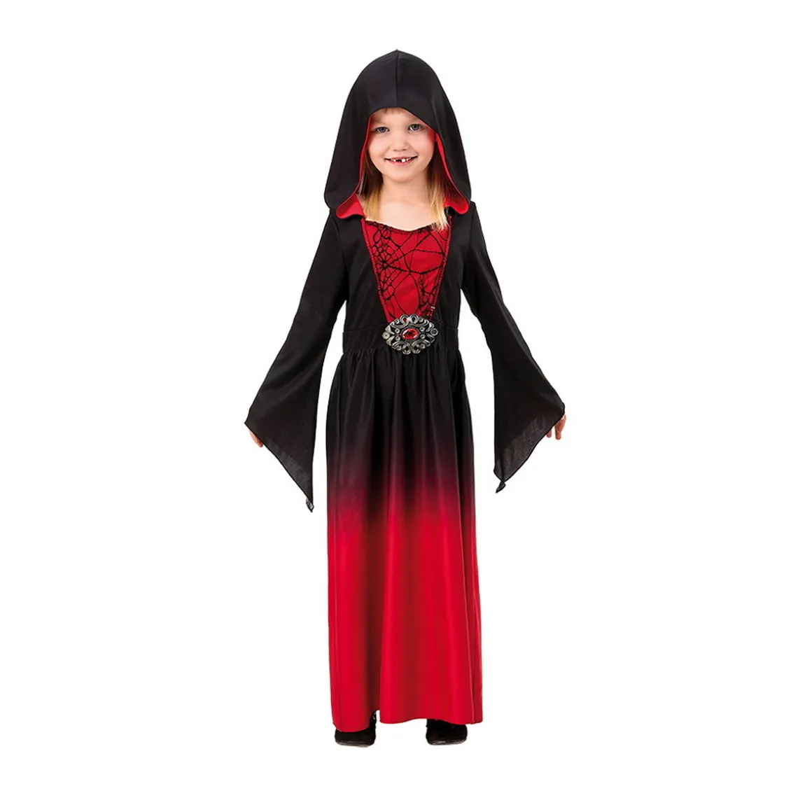 Vampyrkjole med hætte, udklædning til halloween, str. 134-140, til børn 9-11 år