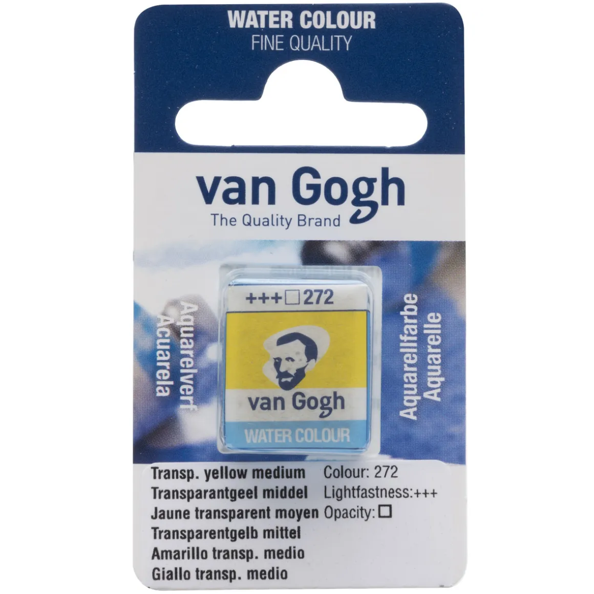 van Gogh akvarelfarve half pan – Transparent Yellow Medium 272