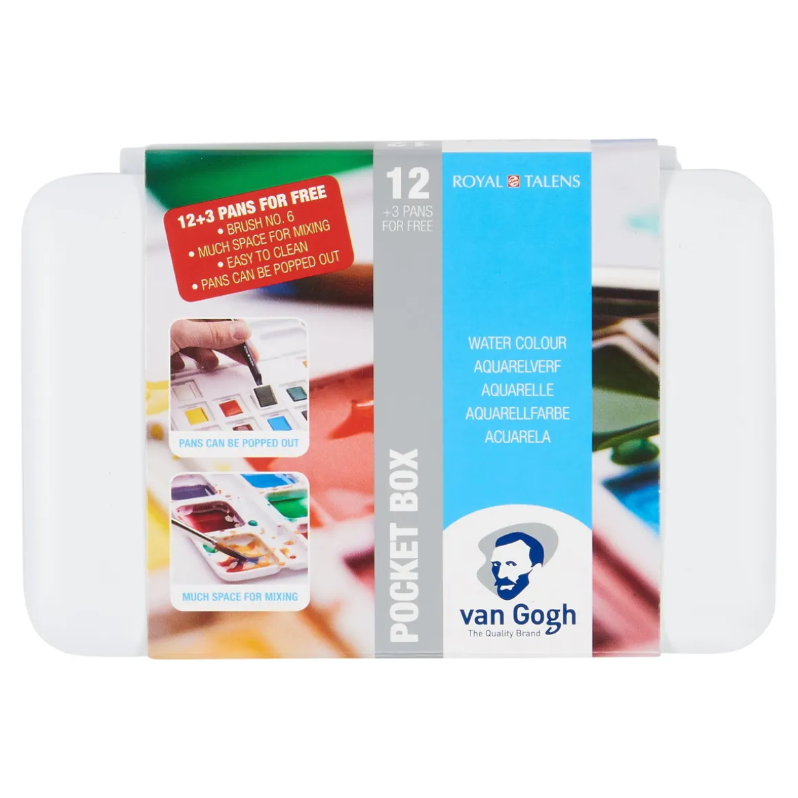 van Gogh akvarelfarver i sæt/pocket box – 15 half pans