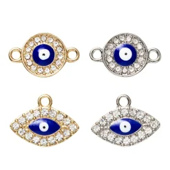 Vedhæng charms 2 par øjne, evil eye og ovale, guld- og sølvfarvede med simili