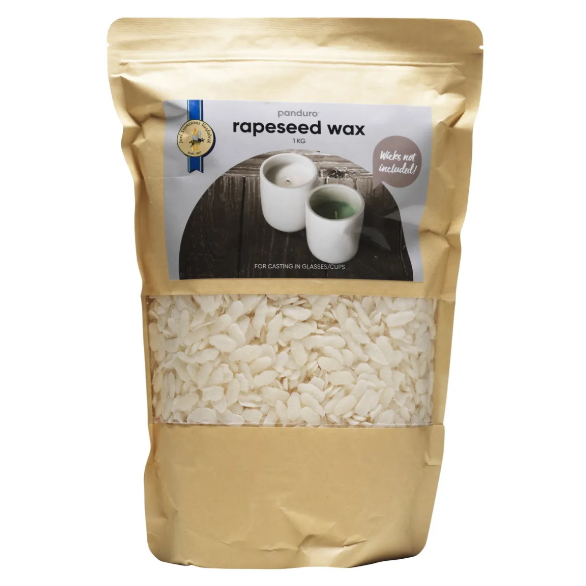 Vegetabilsk voks af raps i pellets til lysfremstilling, 1 kg