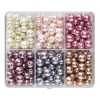Voksede glasperler, ca. 480 stk. i et elegant mix – 4 størrelser, Ø4, 6, 8 og 10 mm