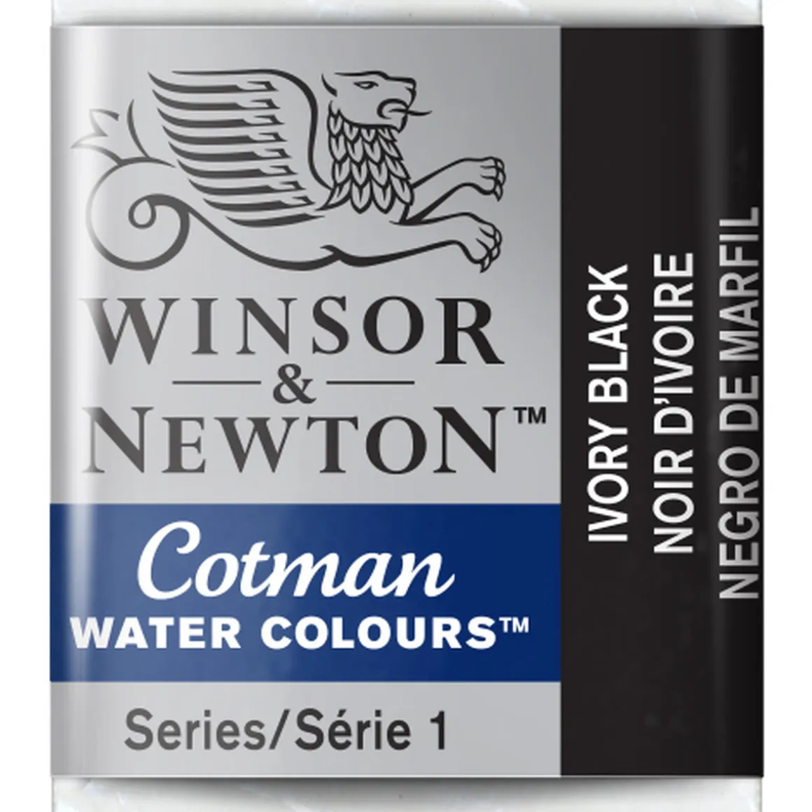 Winsor & Newton Cotman akvarelfarve half pan – Ivory Black 331