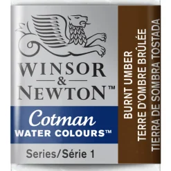 Winsor & Newton Cotman akvarelfarve half pan – Burnt Umber 076