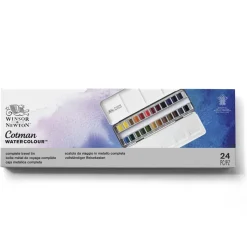 Winsor & Newton Cotman Sketch Box, akvarelfarve, 24 half pans i metaletui