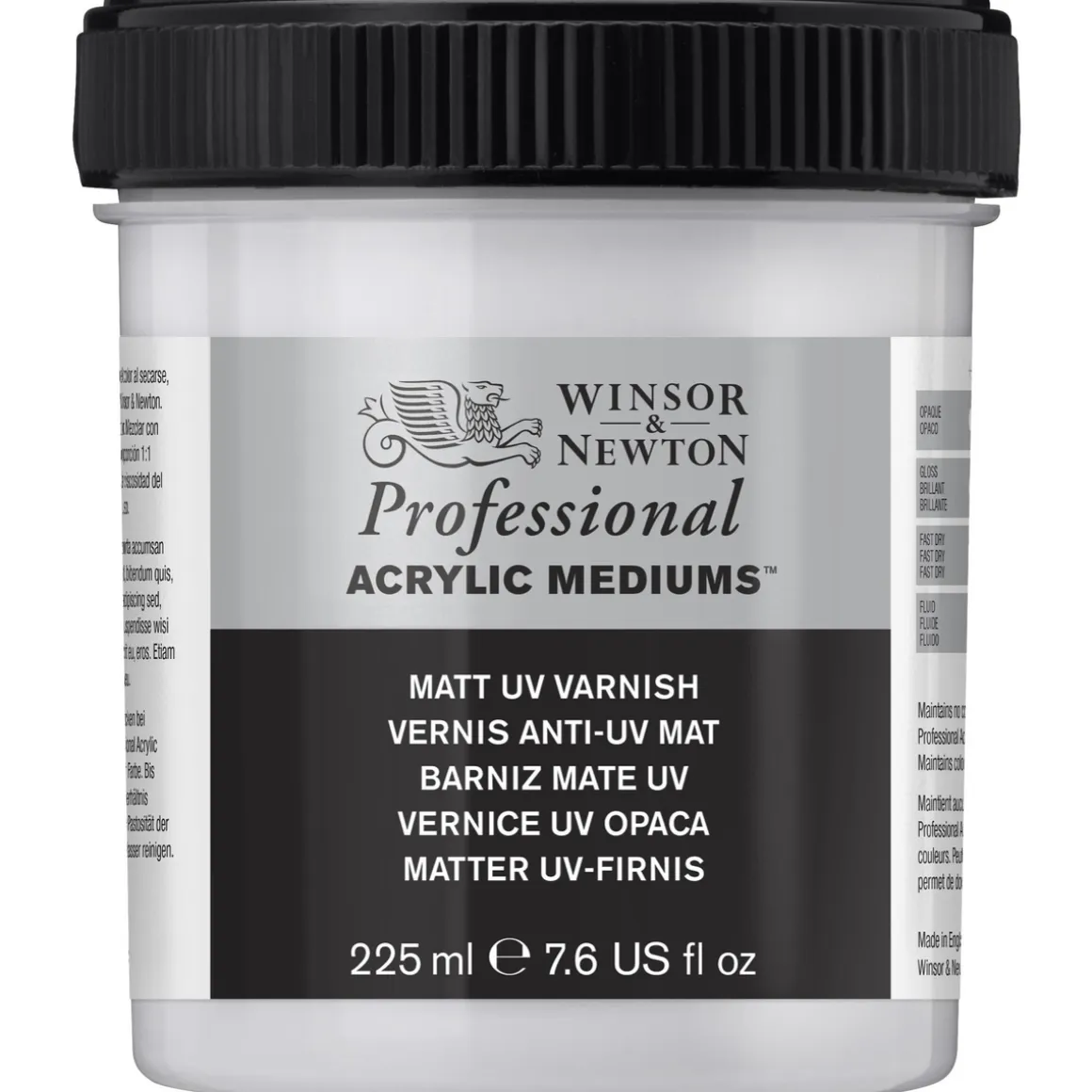 Winsor & Newton Matt UV Varnish 225 ml, beskyttende lak mod sollys, støv etc.