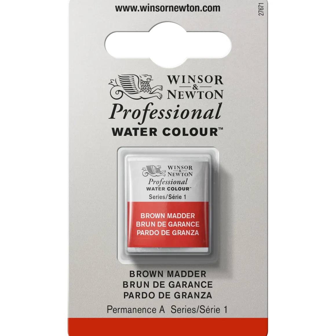 Winsor & Newton Professional akvarelfarve half pan Brown Madder 056