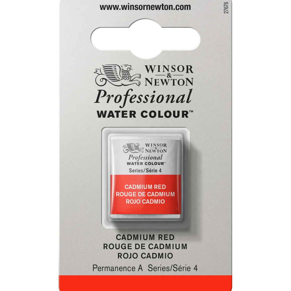 Winsor & Newton Professional akvarelfarve half pan Cadmium Red 094