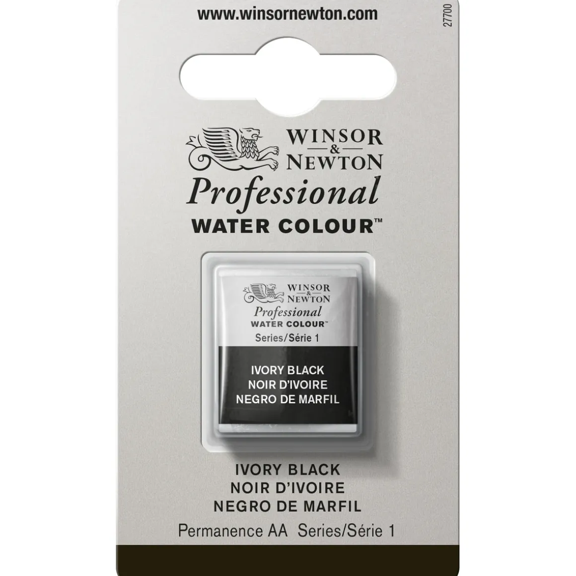 Winsor & Newton Professional akvarelfarve half pan Ivory Black 331