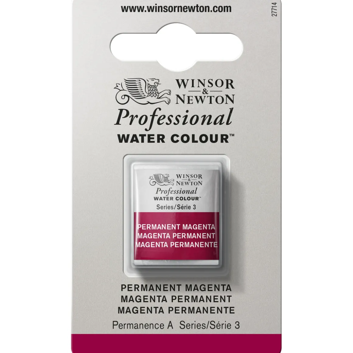 Winsor & Newton Professional akvarelfarve half pan Permanent Magenta 489