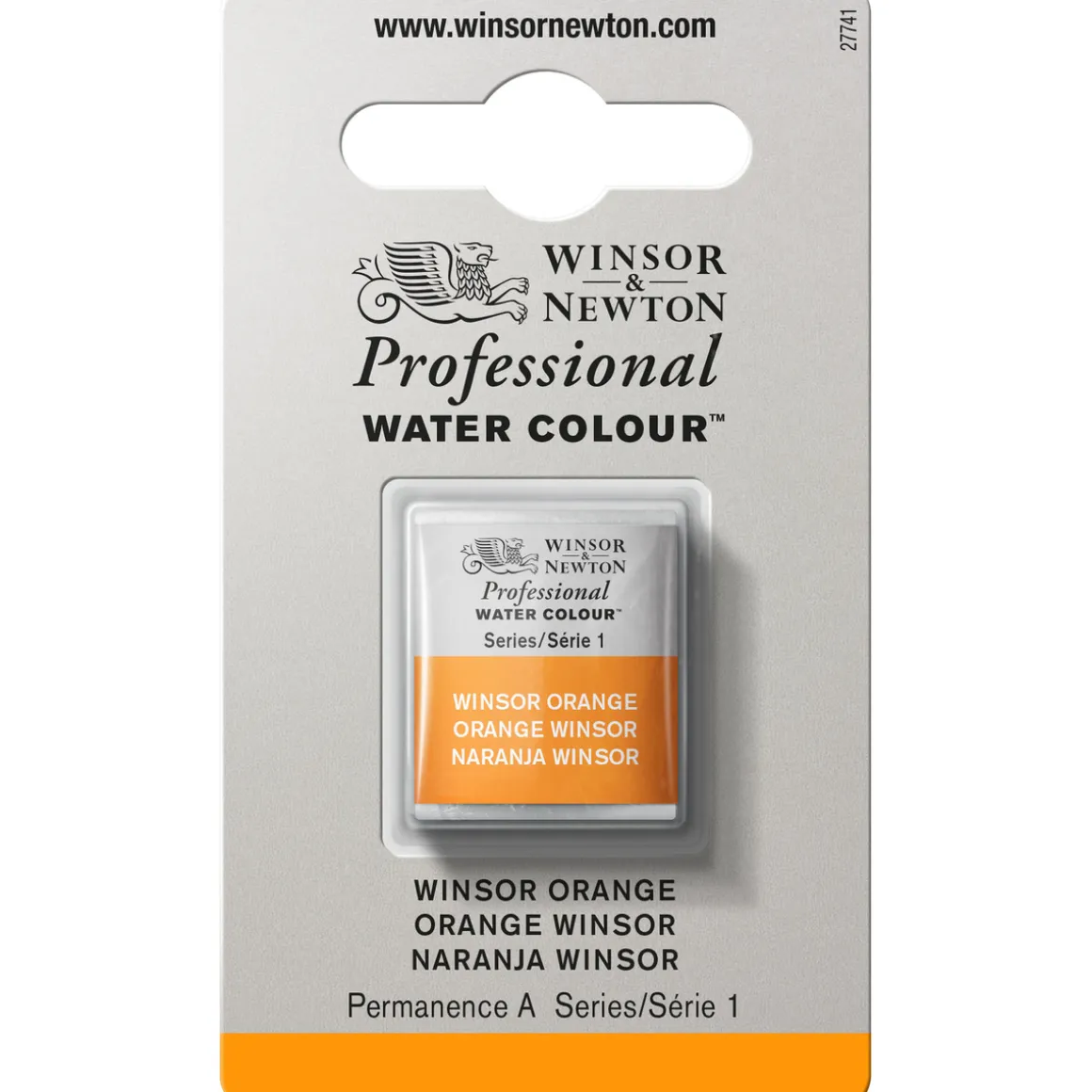 Winsor & Newton Professional akvarelfarve half pan Winsor Orange 724