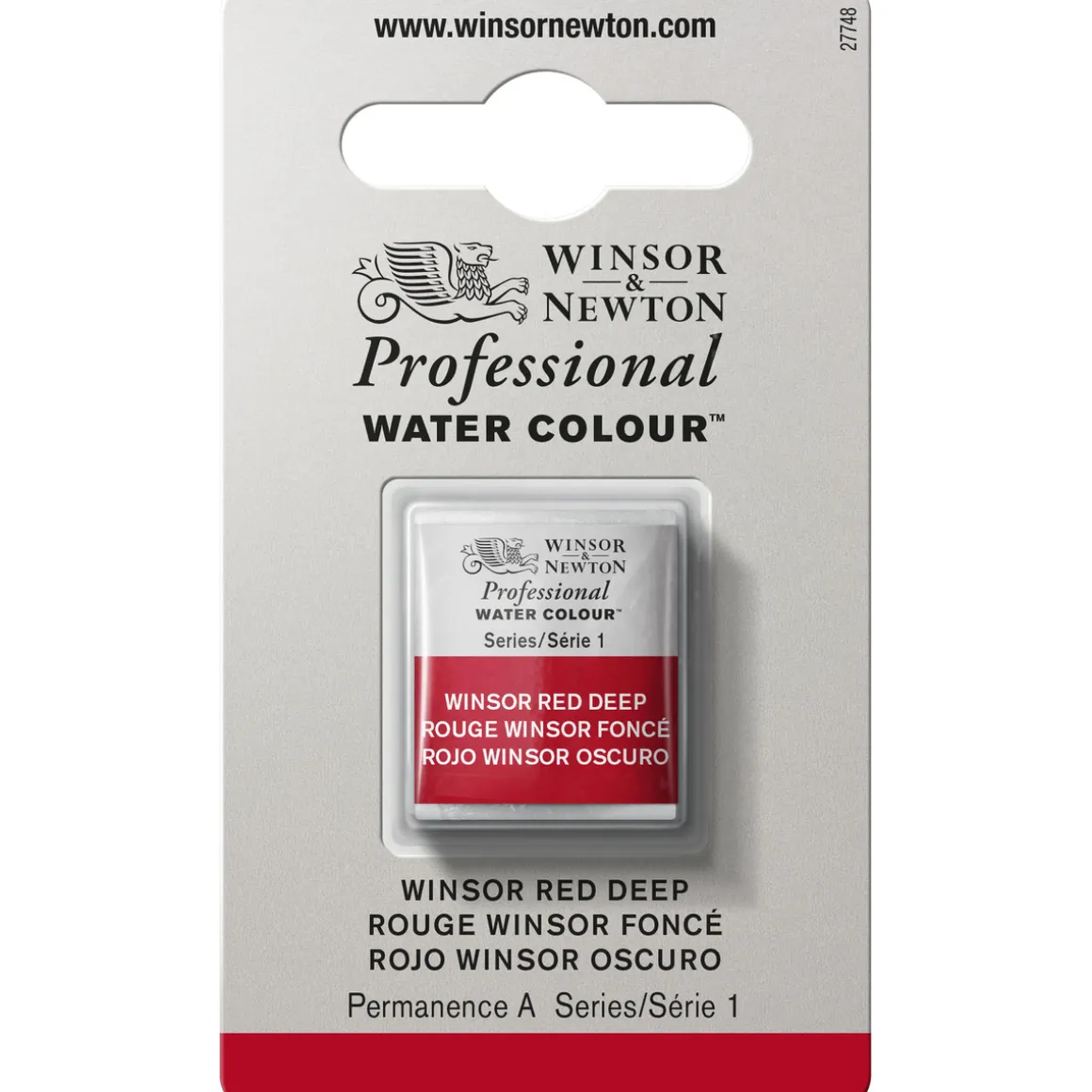 Winsor & Newton Professional akvarelfarve half pan Winsor Red Deep 725