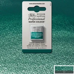 Winsor & Newton Professional akvarelfarve half pan Cobalt Green Deep 185