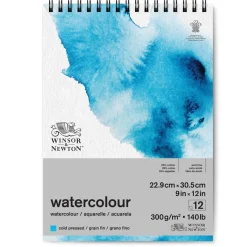 Winsor & Newton spiralbundet akvarelblok, GF, 27,9×35,6 cm, 12 ark, 300 g/m²