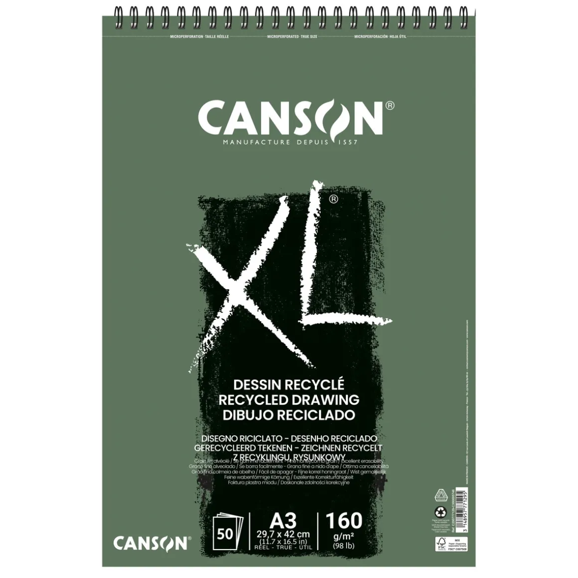 XL Recycled tegneblok A3 160 g