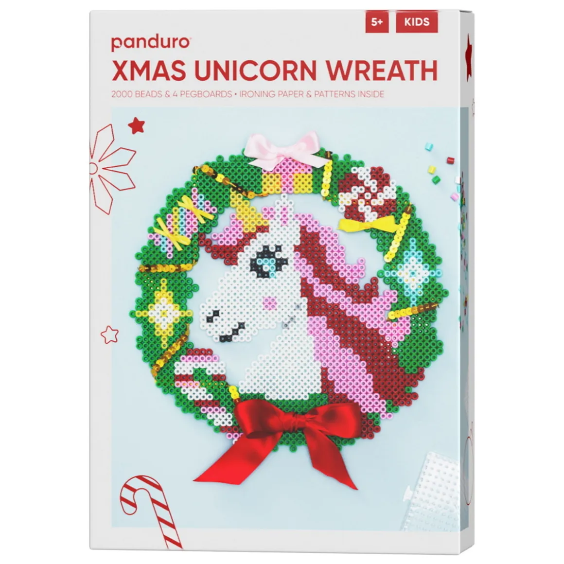 Xmas Unicorn Wreath, lav julens sødeste julekrans i perler med en enhjørning. Ø23 cm